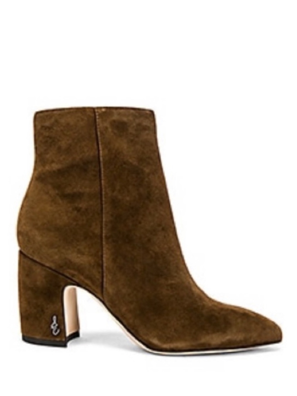 Sam Edelman | Womens Brown Suede Hilty Side Zip Ankle Boots Elegant Block Heel 9